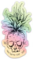 Holographic Pineapple Skull Sticker